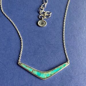 Silpada Reversible Boomerang Necklace Turquoise 925 Sterling Silver